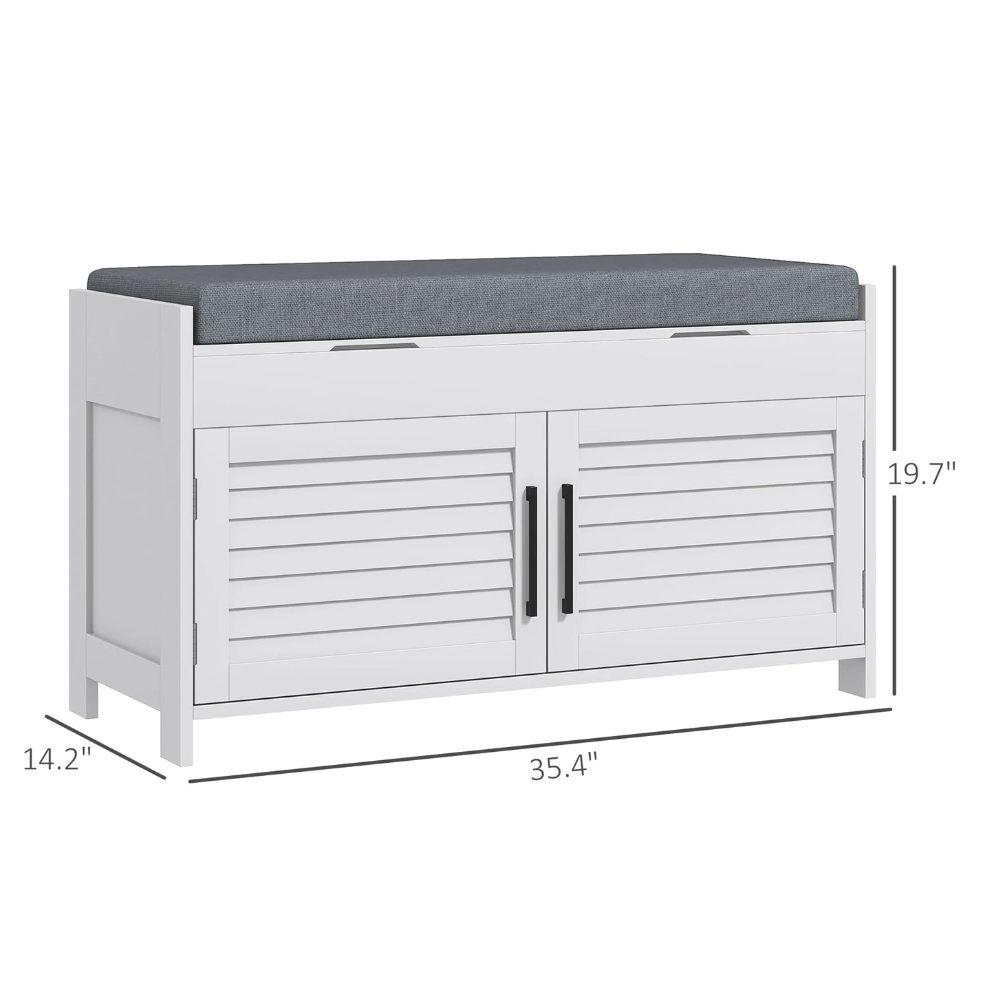 HOMCOM Shoe Bench, Entryway Bench with Cushion, Hidden Compartments, White