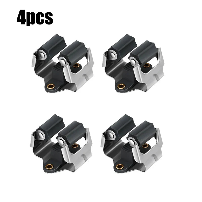 Mop Clamp Spring Steel Mop Frame Wall Mounted Perforated Storage Tool Clamp Multi-Purpose Hooks Wall Mounted Waterproof Hook