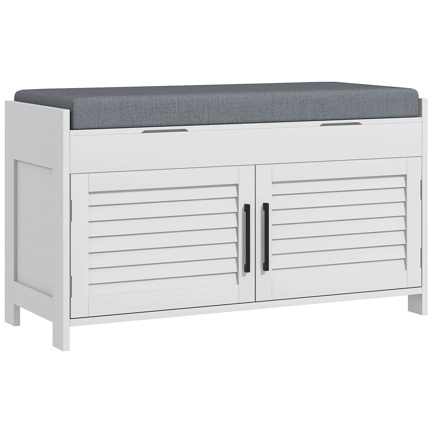 HOMCOM Shoe Bench, Entryway Bench with Cushion, Hidden Compartments, White