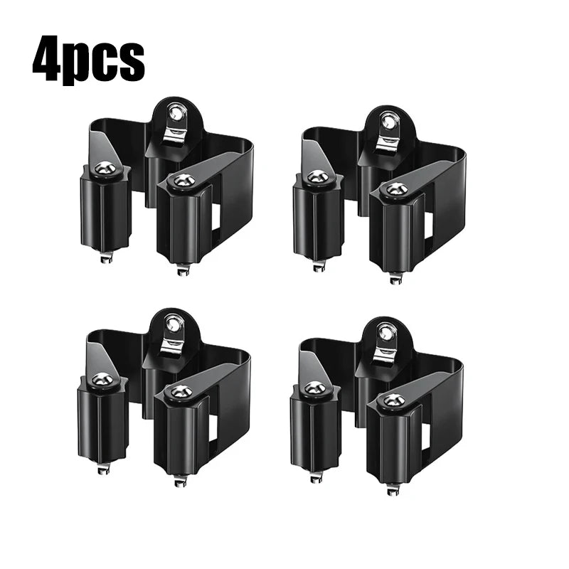 Mop Clamp Spring Steel Mop Frame Wall Mounted Perforated Storage Tool Clamp Multi-Purpose Hooks Wall Mounted Waterproof Hook